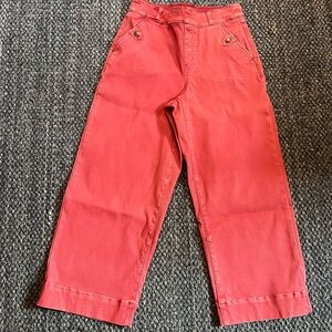 Spanx Wide Leg Crop Pants, Red, Size Medium